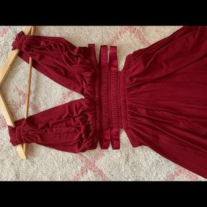 Gladiator style peekaboo wine red dress